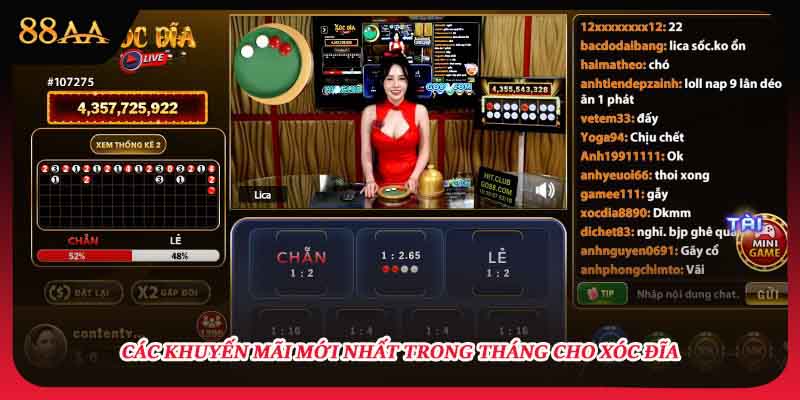 Các khuyến mãi mới nhất trong tháng cho xóc đĩa